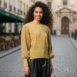 NWT MSGM Maglia Metallic Gold Sweater Size XS